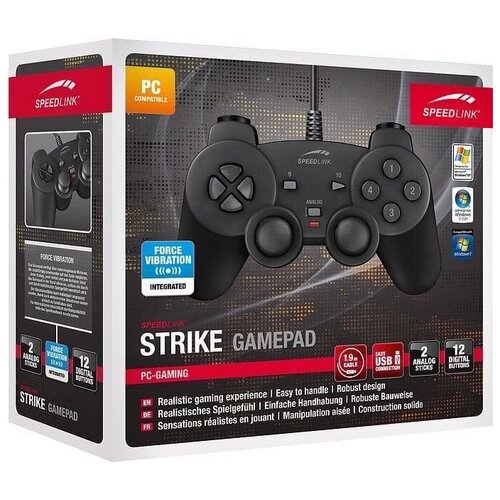 Геймпад проводной SPEEDLINK Strike Black SL-4443-SBK-01 (черный) геймпад speedlink strike nx gamepad wireless беспроводной для pc sl 650100 bk 01