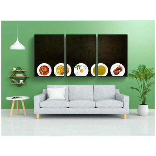 фото Модульный постер "еда, тарелки, питание" 180x90 см. из 3х частей в тубусе, без рамки lotsprints
