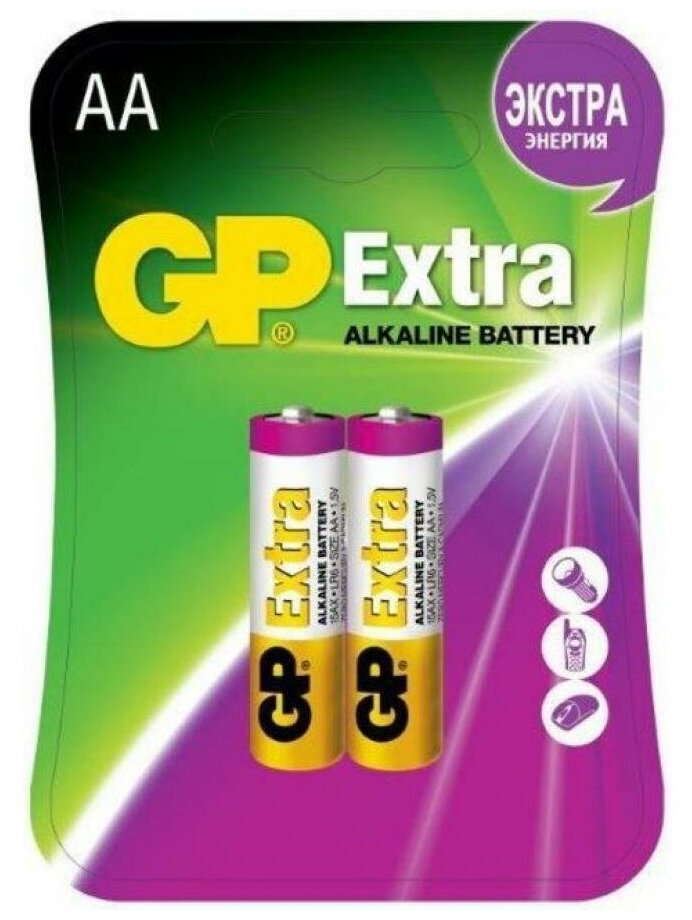 Батарейка алкалиновая GP Extra AA LR6-2BL 1.5В блистер 2 шт.