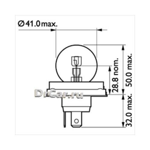 PHILIPS Лампа R2 13620 24V 55/50W P45T-41 Картонная упаковка 1 шт.