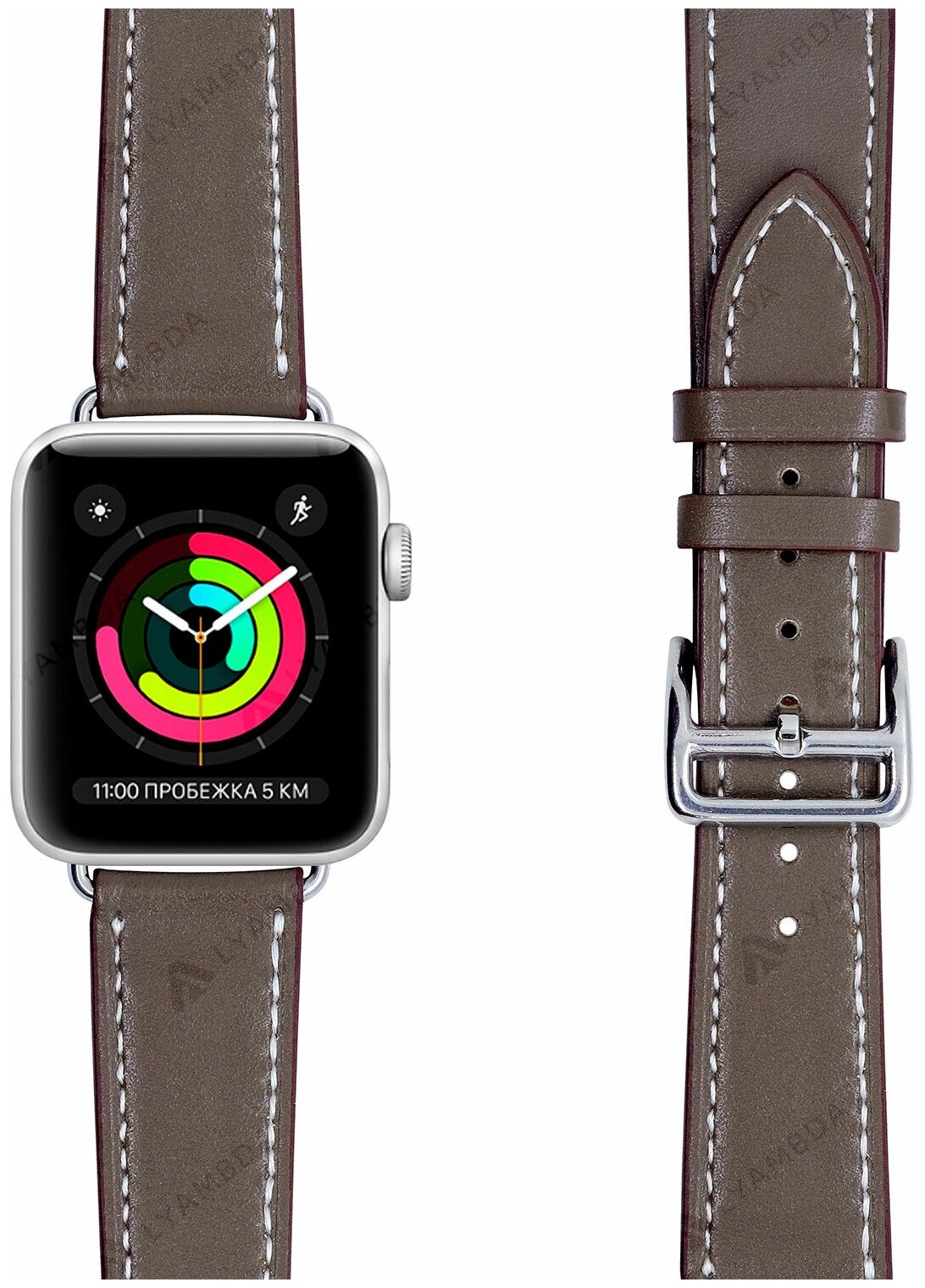 Ремешок Lyambda Minkar для Apple Watch Series 3/4/5 коричневый (LWA-02-44-GR) Noname - фото №8