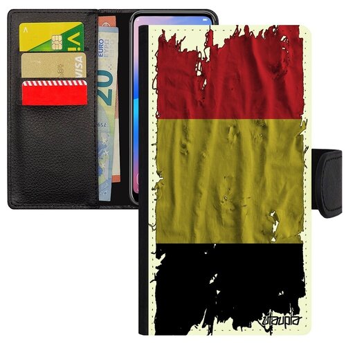 фото Простой чехол книжка на телефон // apple iphone 8 plus // "флаг бельгии на ткани" стиль государственный, utaupia, белый