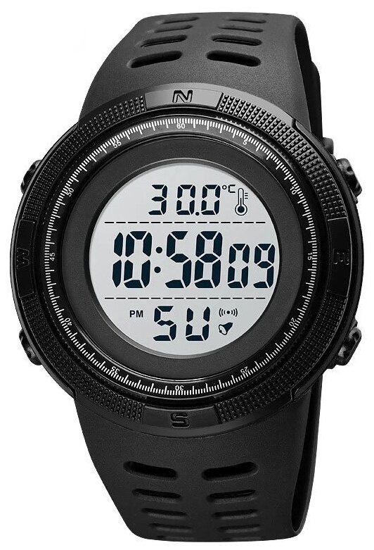 Наручные часы SKMEI Часы Skmei/Скмей 1681 спортивные, термометр, таймер Черные/Белые
