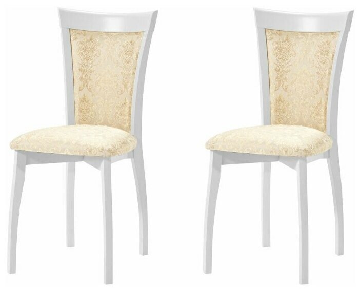 Комплект стульев Аврора Тулон с мягкой спинкой, Эмаль белая, Андрис Вензель 160 беж 2 шт