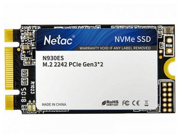 SSD M.2 2242 Netac 1.0 Тб серии N930ES Розничная продажа (PCI-E 3.1 x2, до 1650/1500 Мбит/с, 3D NAND, 600 тбвт, NVMe 1.3, 22x42 мм)