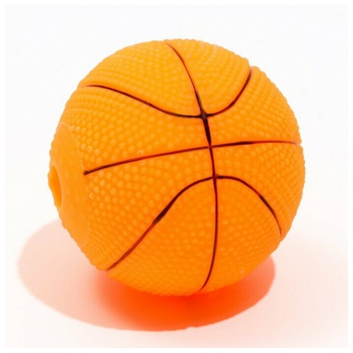 Игрушка пищащая малая "Мяч баскетбольный" 5,5 см, оранжевая - фотография № 5