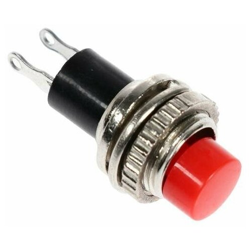 Выключатель-кнопка, 250 В, 2 А, ON-OFF, 2с, d: 10,2 мм, без фиксации, металл, красная