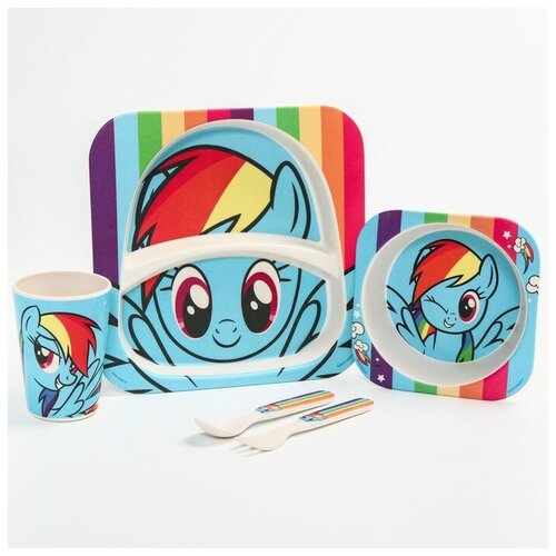 Набор бамбуковой посуды Радуга Деш, My Little Pony набор детской бамбуковой посуды 5 предметов радуга деш my little pony в пакете