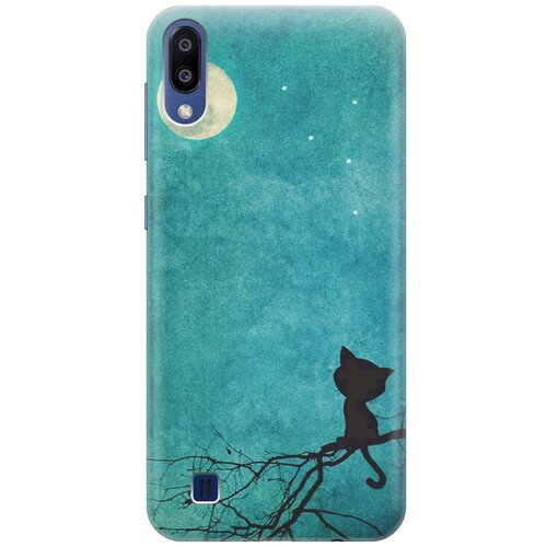 фото Re:paчехол - накладка artcolor для samsung galaxy m10 с принтом "котенок и луна"