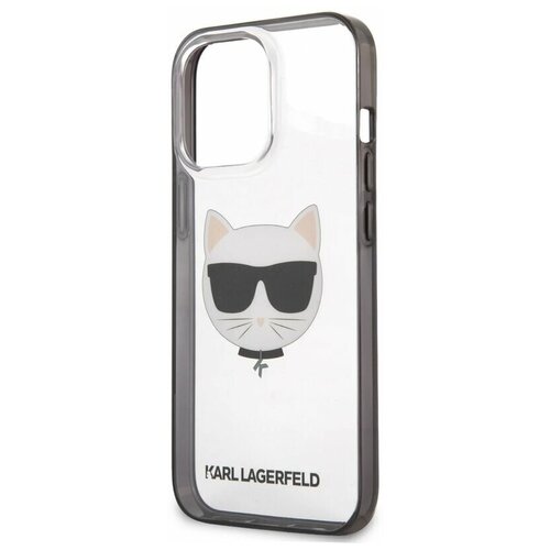 фото Lagerfeld для iphone 13 pro чехол pc/tpu choupette hard transparent/black karl lagerfeld