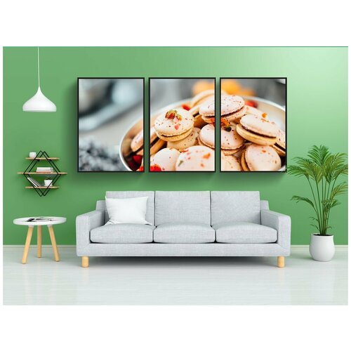 фото Набор модулных постеров для интерьера "макароны, французский язык, выпечка" 60x90 см. в тубусе, без рамки lotsprints