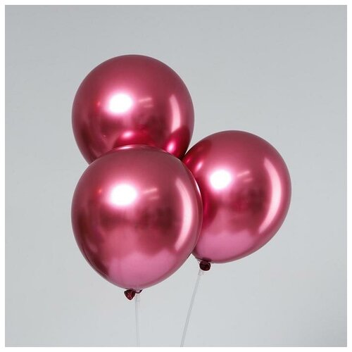 фото Шар латексный 9" «хром», металл, набор 50 шт., цвет фуксии leti