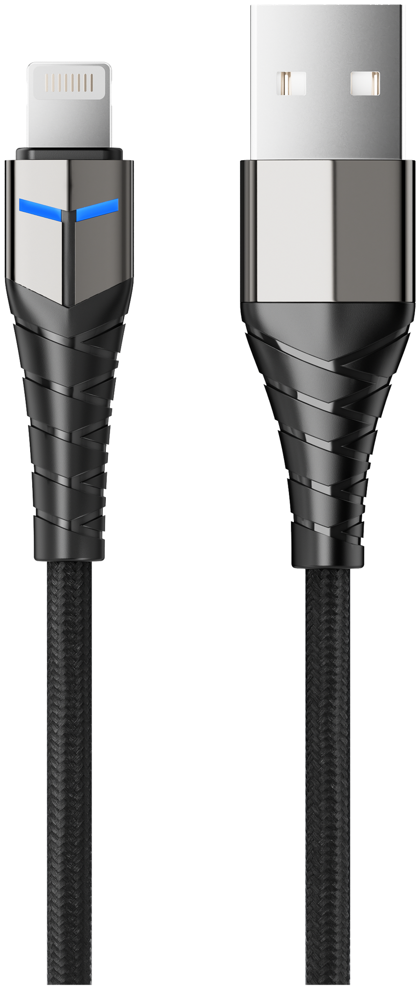 Кабель для быстрой зарядки Accesstyle USB A - Lightning 24-F100LED смартфонов iPhone, планшетов, ноутбуков, черный