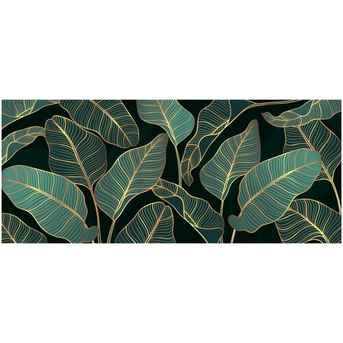 Фотообои Уютная стена Кружение зеленых листьев 640х270 см Виниловые Бесшовные (единым полотном)