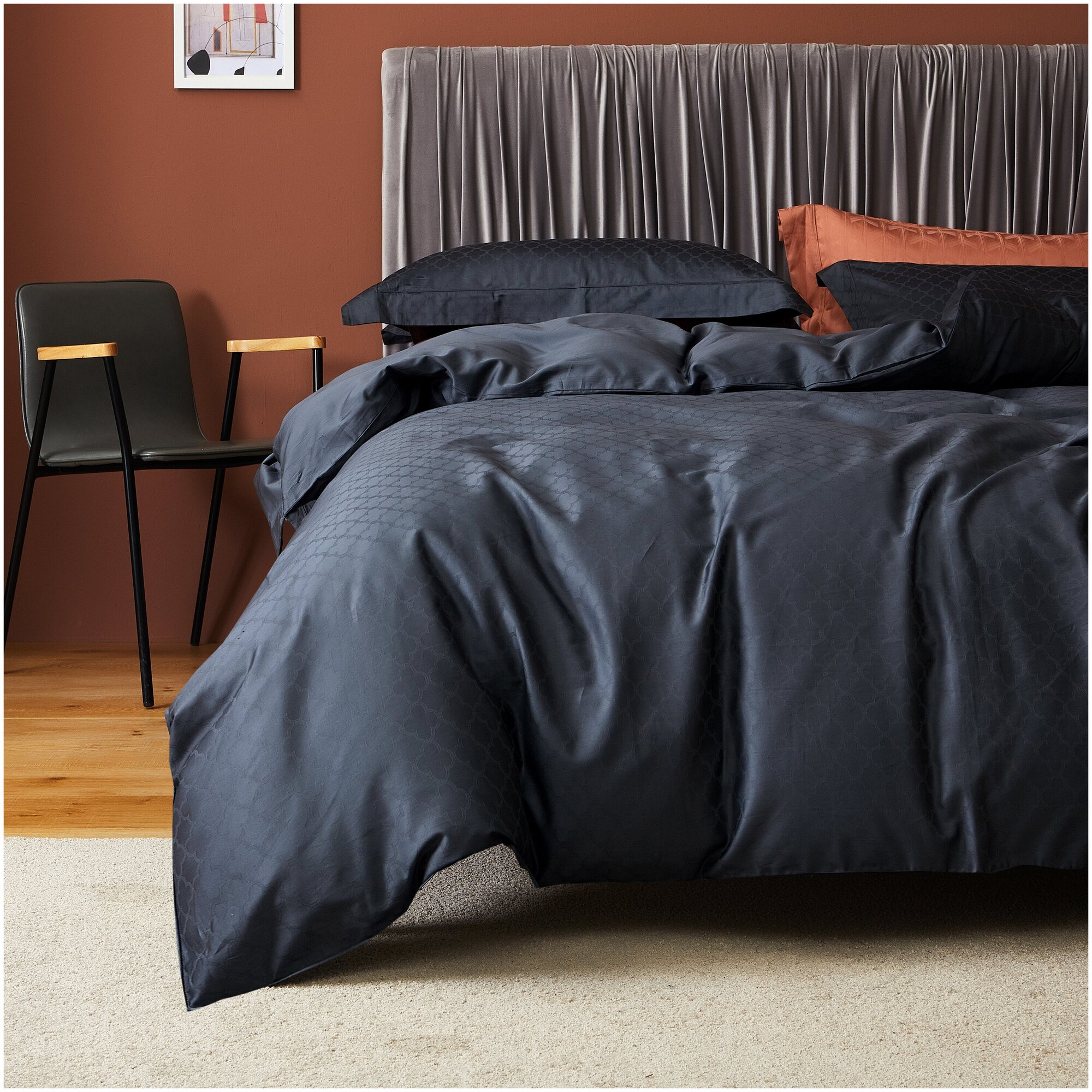 фото Постельное белье коллекции Royal от бренда Mona Liza 2-х спальное, сатин, 2 наволочки 70х70 и 2 наволочки 50х70 Соты дипломат