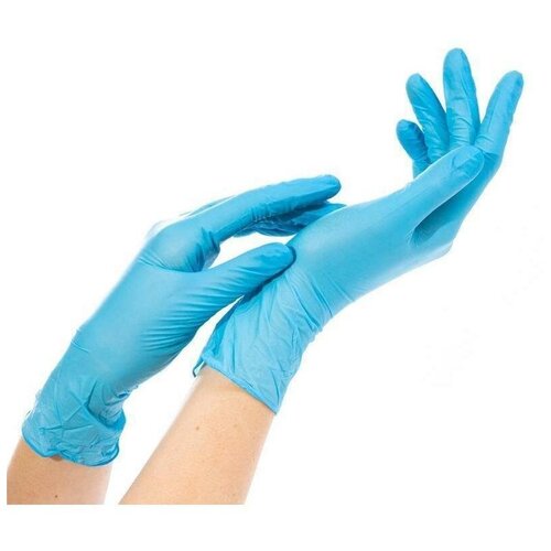 Перчатки одноразовые нитриловые NitriMax, неопудренные, голубые, размер L, 50 пар в упаковке