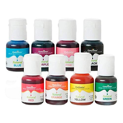 фото Краски натуральные гелевые набор liqua-gel natural chefmaster, 8 цветов по 11 гр.