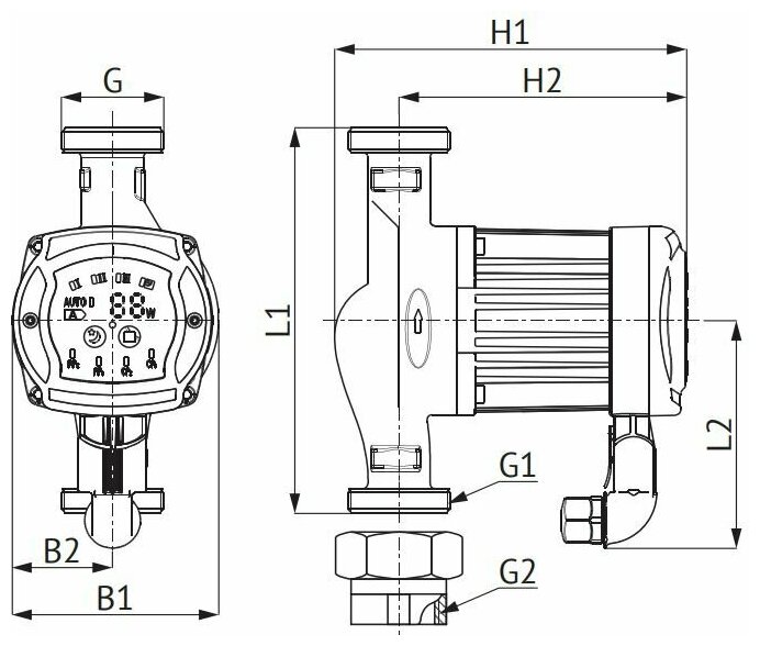 Насос циркуляционный UNIPUMP LPA 32-60 - 180 мм (0,04 кВт, Ду32, PN10, Hmax 6 м, 1х230В, чугун)