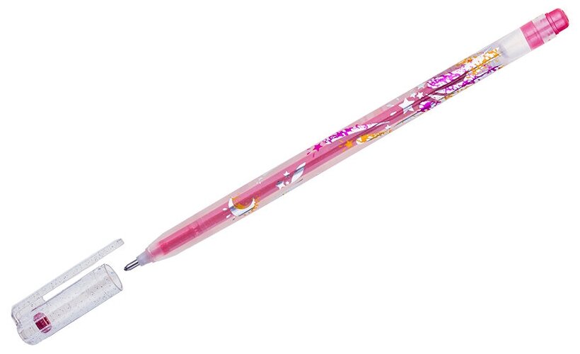 Ручка гелевая Crown "Glitter Metal Jell" красная с блестками, 1,0мм (арт. 063896)
