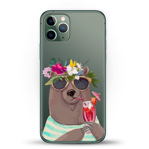 фото Силиконовый чехол медведь с коктейлем на apple iphone 11 pro andy & paul