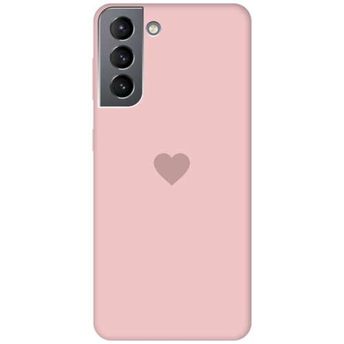 фото Силиконовая чехол-накладка silky touch для samsung galaxy s21 с принтом "heart" розовая gosso