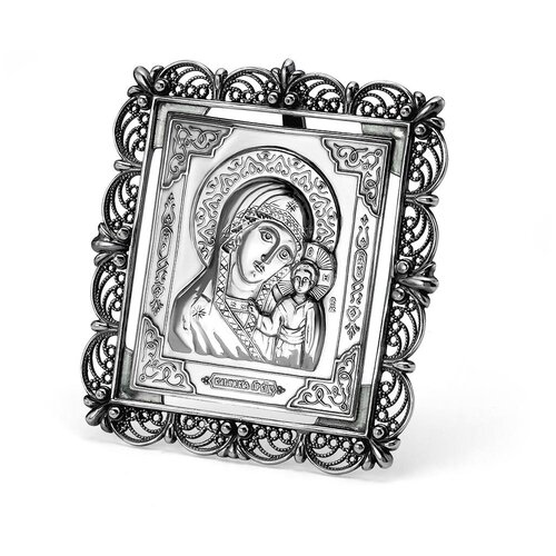 икона божия матерь казанская размер 14x16 Иконаказанская божия матерь Красная Пресня серебро 925 пробы, покрытие - оксидирование, без вставок