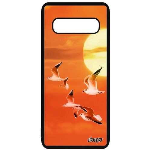фото Яркий чехол на телефон // galaxy s10 // "чайки" дизайн альбатрос, utaupia, оранжевый