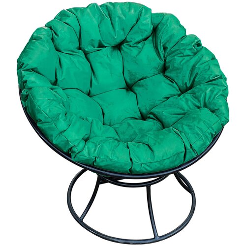 Кресло садовое M-Group папасан чёрное, зелёная подушка