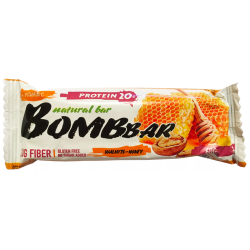 Bombbar Bombbar Classic (Грецкие орехи с медом) (1 батончик 60 грамм) Грецкие орехи с медом живые необжаренные грецкие орехи