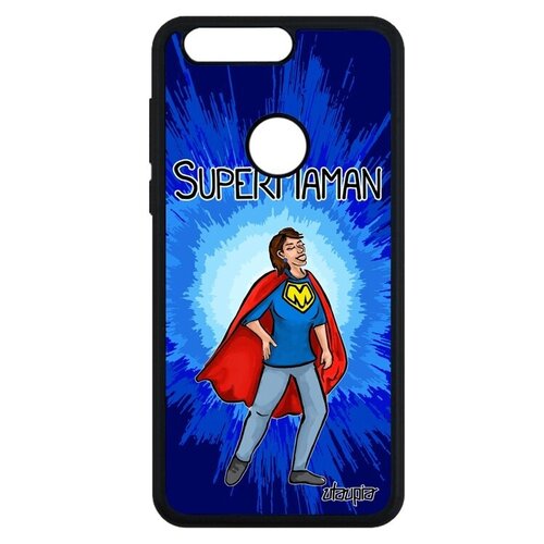 фото Противоударный чехол для смартфона // honor 8 // "супермама" юмор рисунок, utaupia, синий