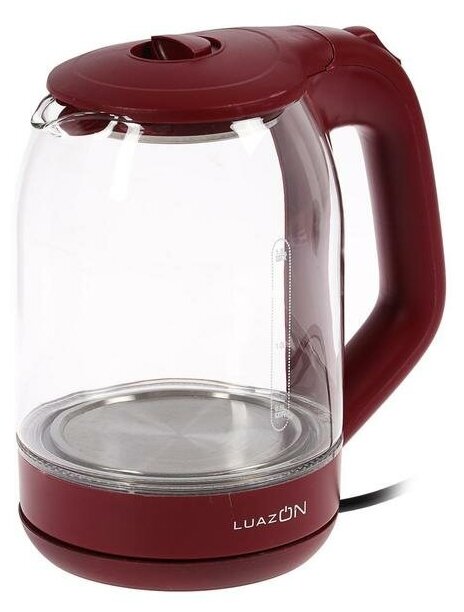 Luazon Home уценка Чайник электрический LuazON LSK-1809, стекло, 1.8 л, 1500 Вт, подсветка, красный