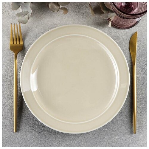 фото Тарелка мелкая «акварель», d=22 см, цвет бежевый mikimarket