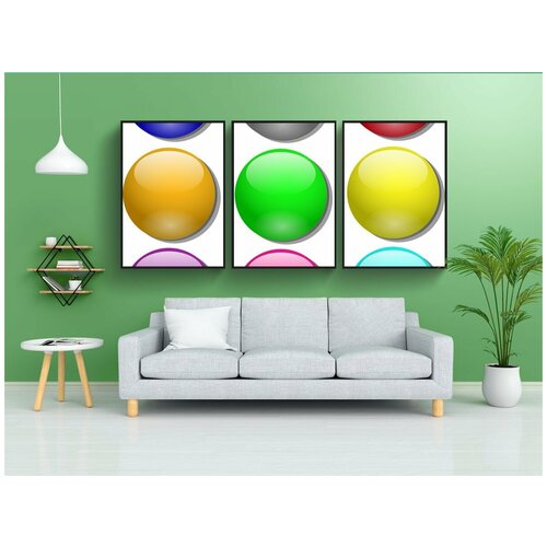 фото Модульный постер "шарики, красочный, круглый" 180x90 см. из 3х частей в тубусе, без рамки lotsprints