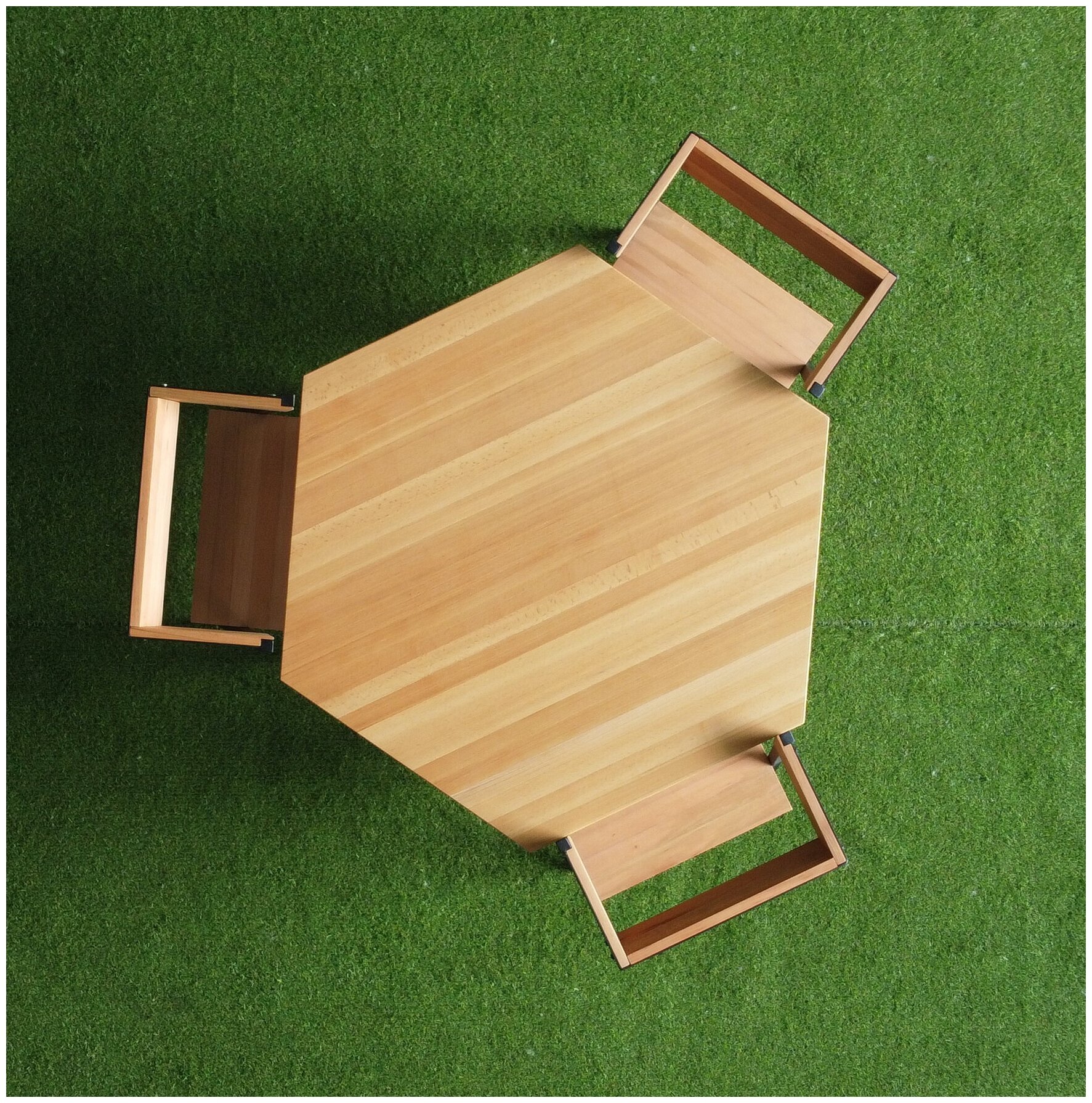 Комплект мебели людус, стол универсальный и 3 стула из натурального дерева в стиле лофт - фотография № 5