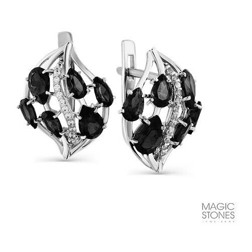 Серьги MAGIC STONES, красное золото, 585 проба, фианит, морганит