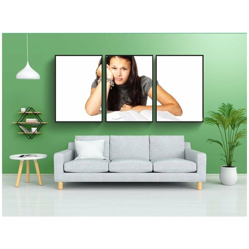 фото Модульный постер "книга, скучающий, колледж" 180x90 см. из 3х частей в тубусе, без рамки lotsprints