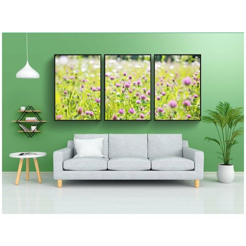 фото Набор модулных постеров для интерьера "полевые цветы, луг, высокая трава" 60x90 см. в тубусе, без рамки lotsprints