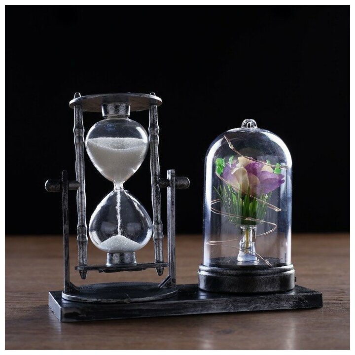 Песочные часы "Роза", сувенирные, с подсветкой, 15 х 9 х 14 см, микс 4154490