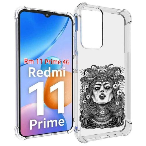 Чехол MyPads портрет девушки черно белый для Xiaomi Redmi 11 Prime 4G задняя-панель-накладка-бампер чехол mypads логотип черно белый для xiaomi redmi 11 prime 4g задняя панель накладка бампер