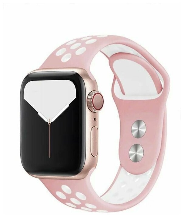 Cиликоновый ремешок спортивный для Apple Watch Series 1-8 - 38/40/41 мм (эпл вотч), светло-розовый