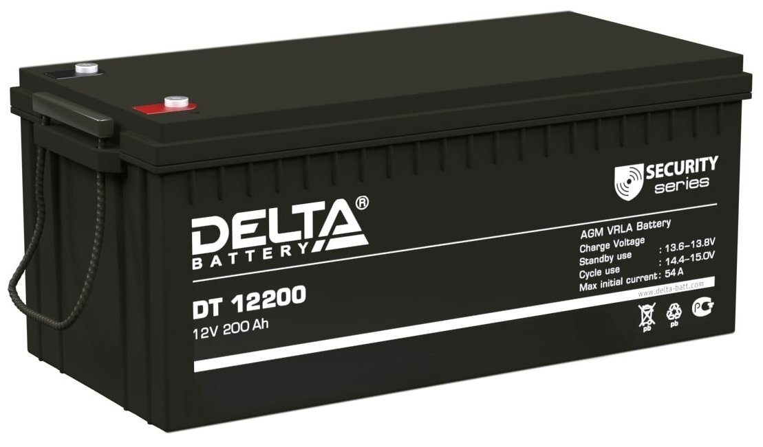 Аккумуляторная батарея Delta DT 12200 напряжение 12В, емкость 200Ач (523х240х224mm)