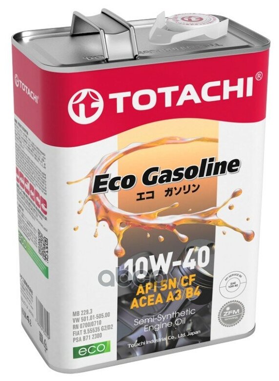 TOTACHI Масло Моторное Totachi Eco Gasoline Semi-Synthetic Sn/Cf 10w-40 4л (4589904934919) 10904