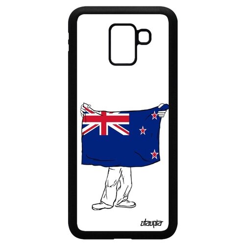 фото Противоударный чехол для смартфона // samsung galaxy j6 2018 // "флаг новой зеландии с руками" стиль государственный, utaupia, белый
