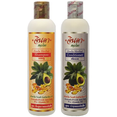 Купить Набор: Тайский травяной шампунь и кондиционер для роста волос с экстрактом авокадо и витамином B5 Jinda 2 Х 250мл.