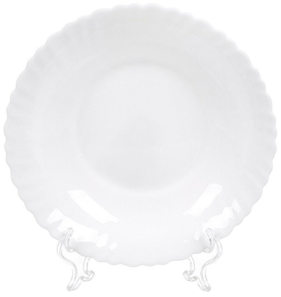 Тарелка обеденная, стеклокерамика, 21.5 см, круглая, Белая, Daniks, NHSP85 1968