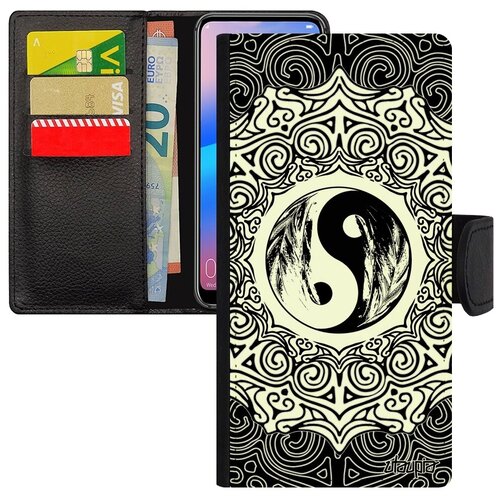 фото Противоударный чехол-книжка для // galaxy a50 // "инь и ян" цикл yin and yang, utaupia, светло-коричневый