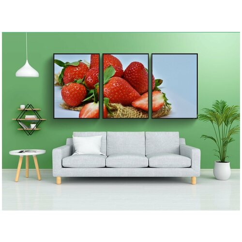 фото Набор модулных постеров для интерьера "клубника, фрукты, еда" 60x90 см. в тубусе, без рамки lotsprints