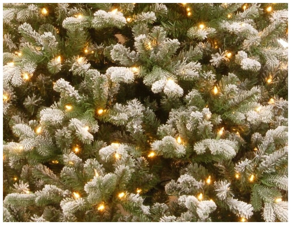 National Tree Company Искусственная елка с гирляндой Шеффилд заснеженная 198 см, 450 теплых белых ламп, литая + ПВХ 31HPESS65L