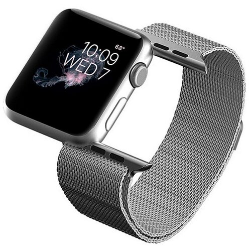 Металлический ремешок для часов Apple Watch 38-40 mm Series 1-6, SE Миланская петля Milanese loop, Серебристый