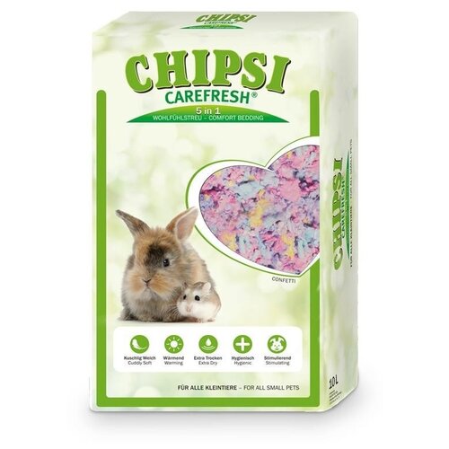 Chipsi CareFresh Confetti наполнитель-подстилка натуральный на бумажной основе для мелких домашних животных и птиц разноцветный (10 л)